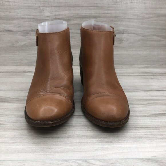 Madewell Ankle boots Womens 6 Brown Leather Slip On Side Snap Cap Toe Booties - Picture 8 of 13